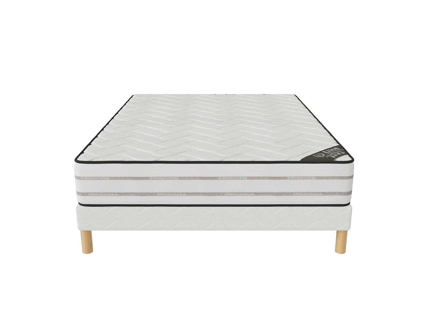 Ensemble Memory Foam 140x200 cm Hauteur 25 cm Mousse à Mémoire de Forme avec Sommier Tapissier Soutien mi-ferme