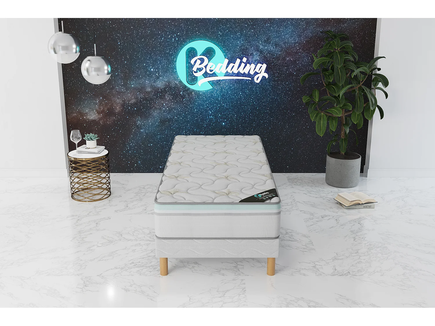 Ensemble matelas AloeVera + sommier 90x190 hauteur 27cm