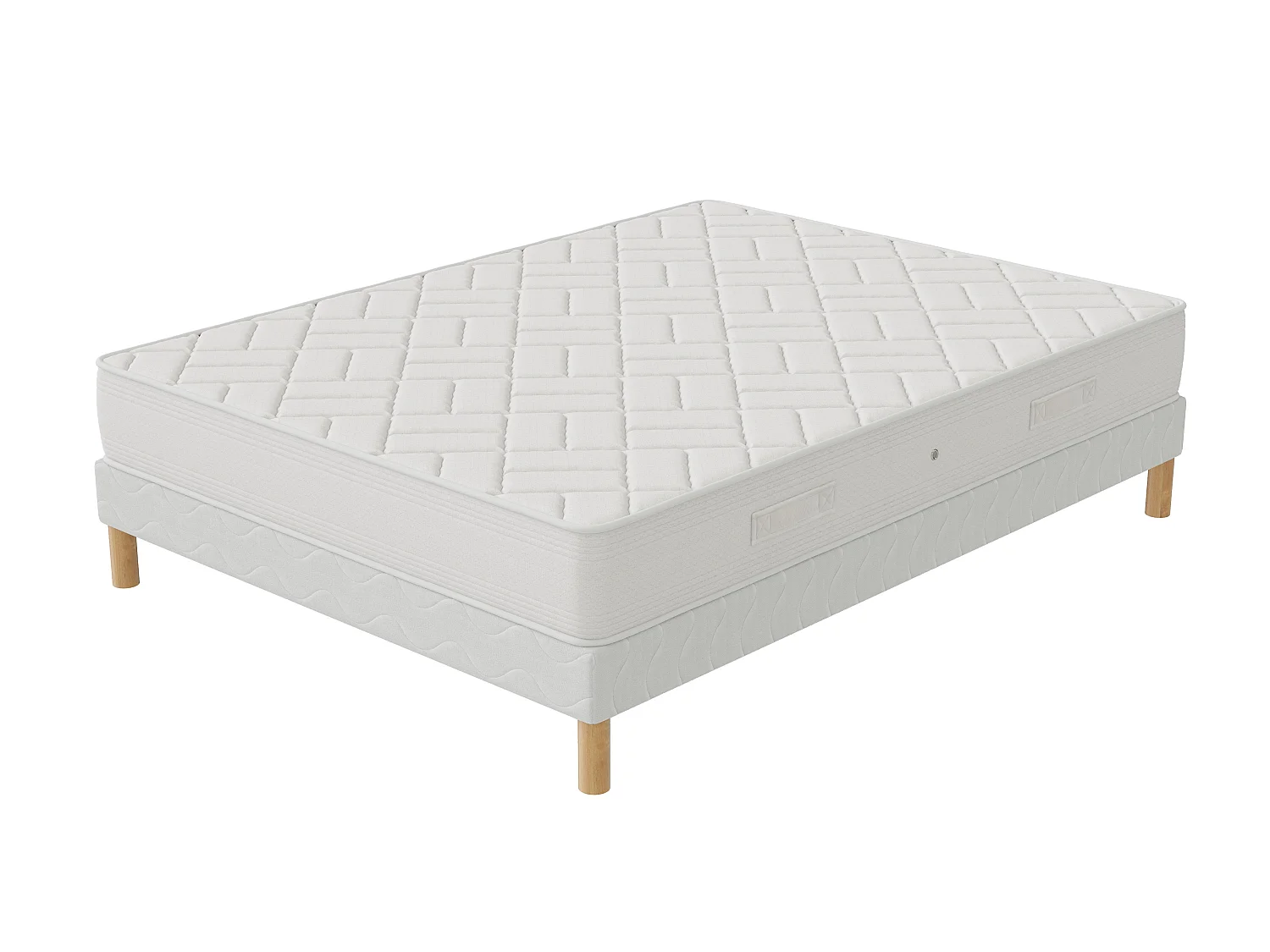 Ensemble Zen 180x200 cm Mousse Polyuréthane Techno Foam avec Sommier Tapissier 2 Blocs pin massif Soutien équilibré