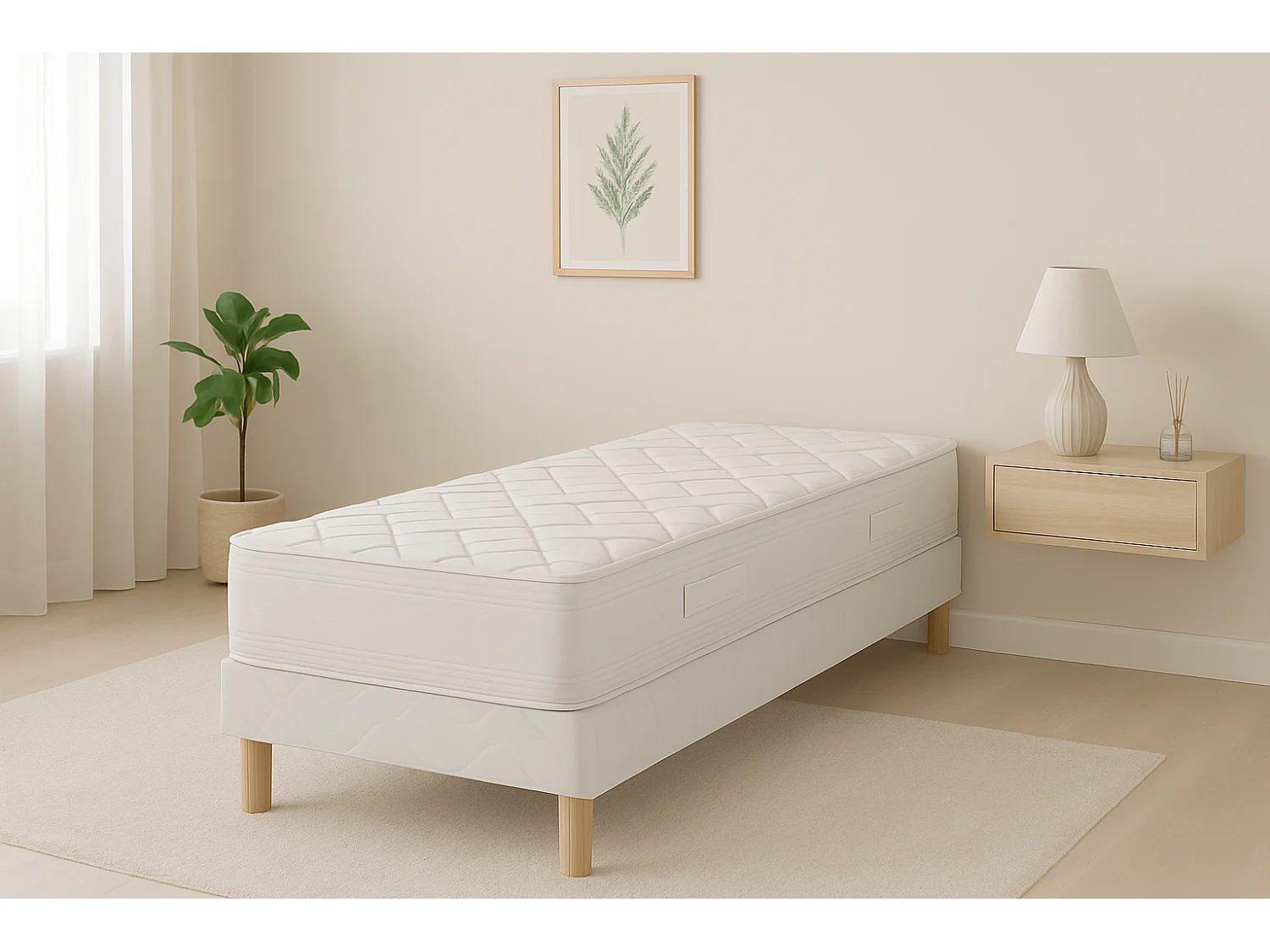 Ensemble matelas mousse Zen + sommier 90x200 hauteur 20cm