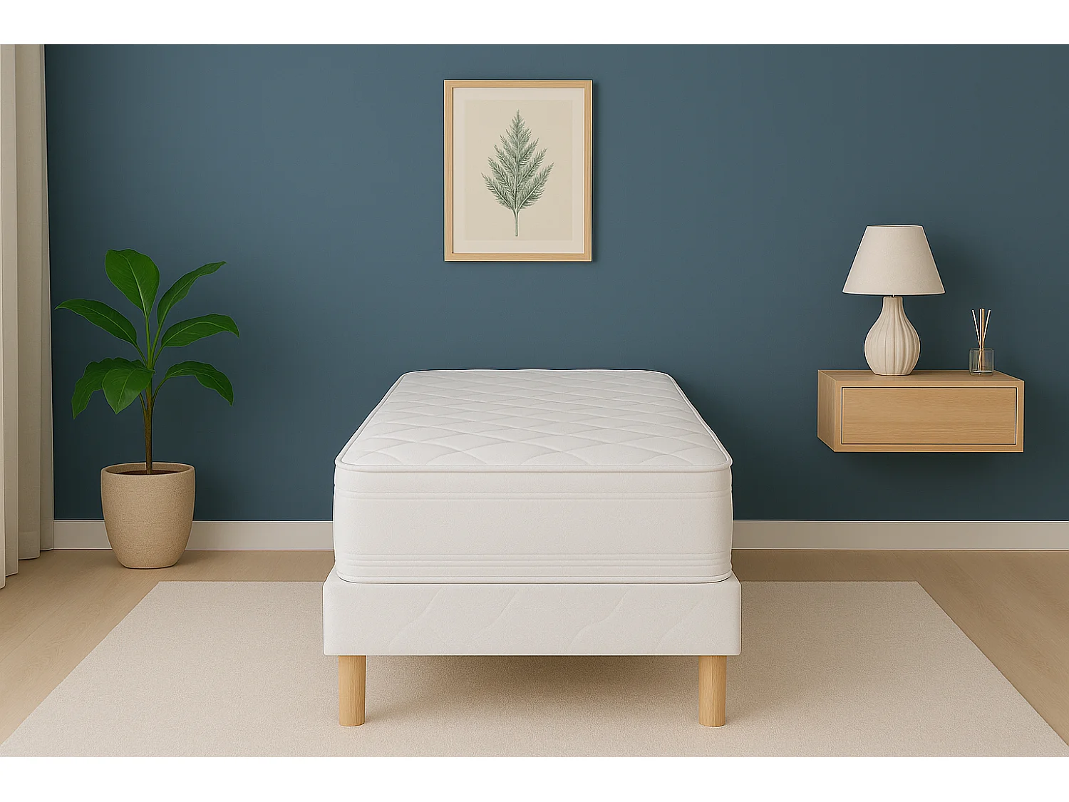 Ensemble matelas mousse Zen + sommier 90x200 hauteur 20cm