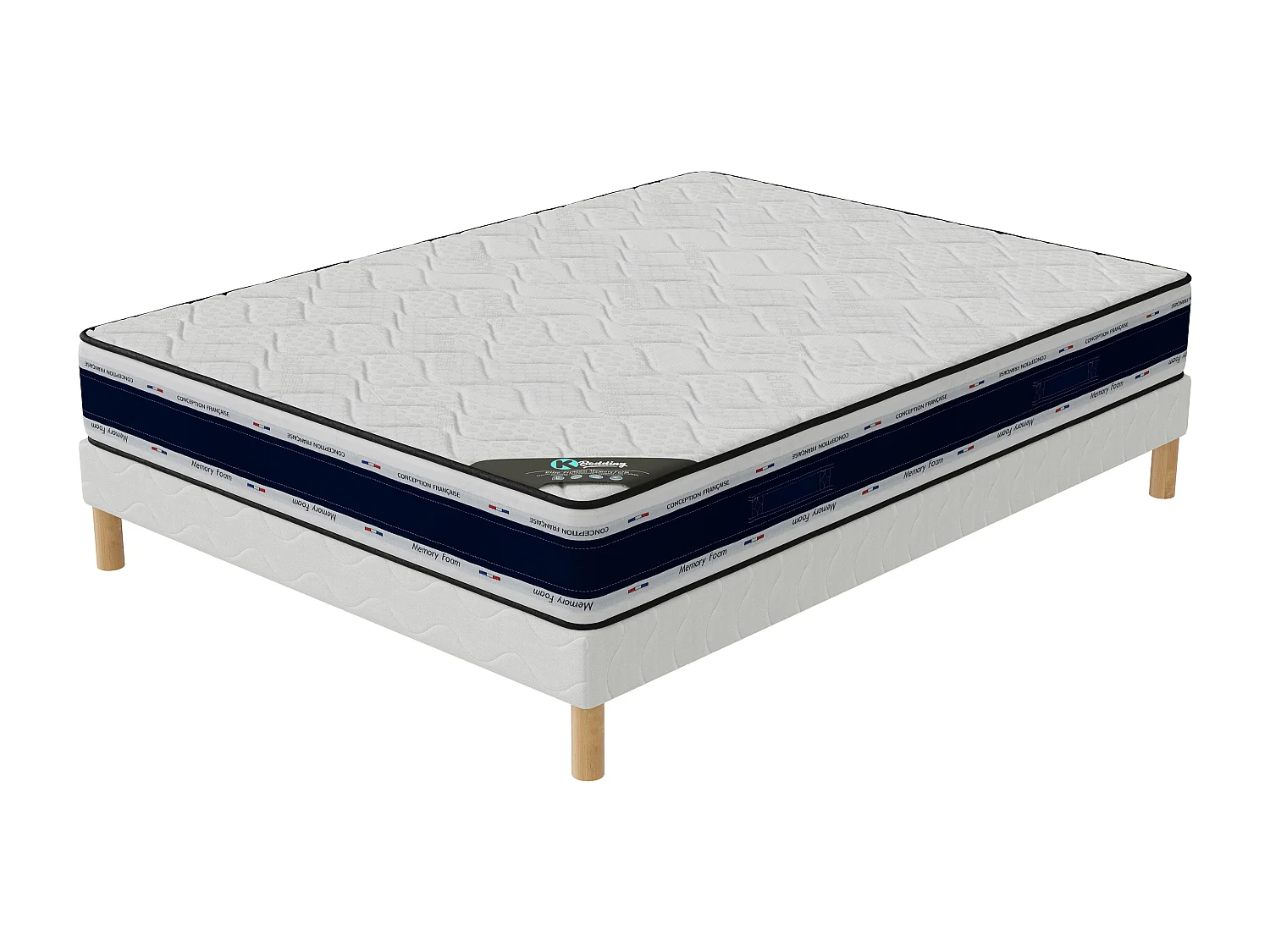 Ensemble matelas Blue Memory + sommier 200x200 (2x100x200) hauteur 22cm