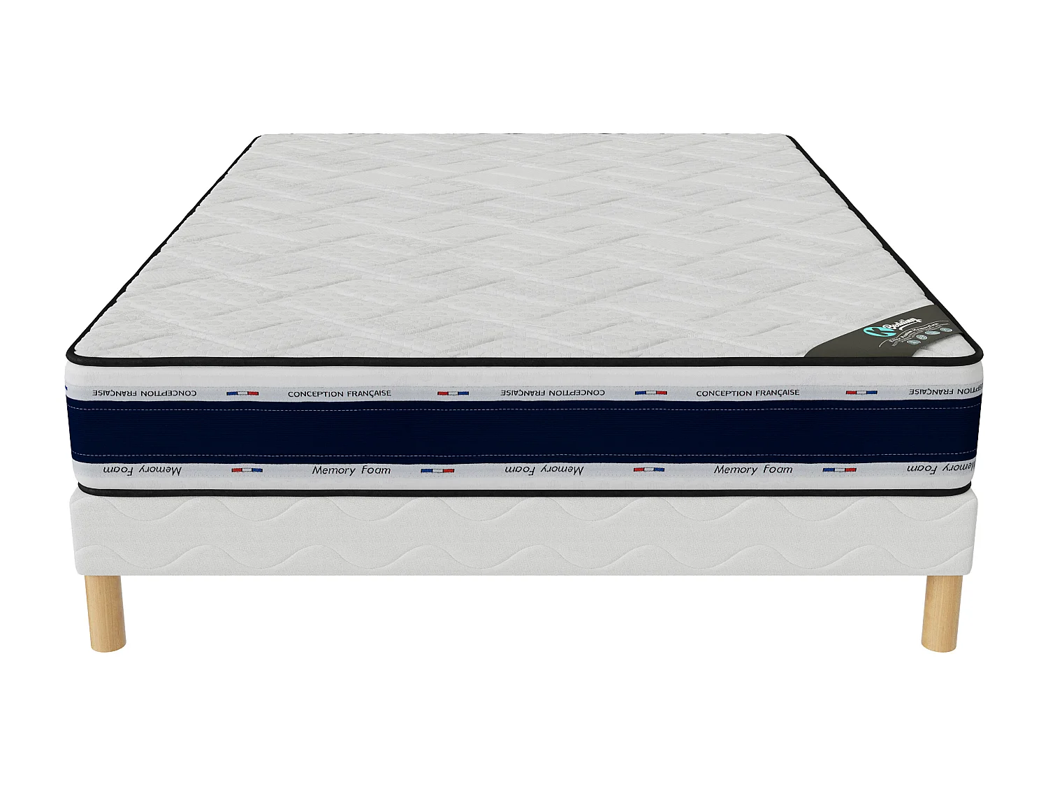 Ensemble matelas Blue Memory + sommier 200x200 (2x100x200) hauteur 22cm