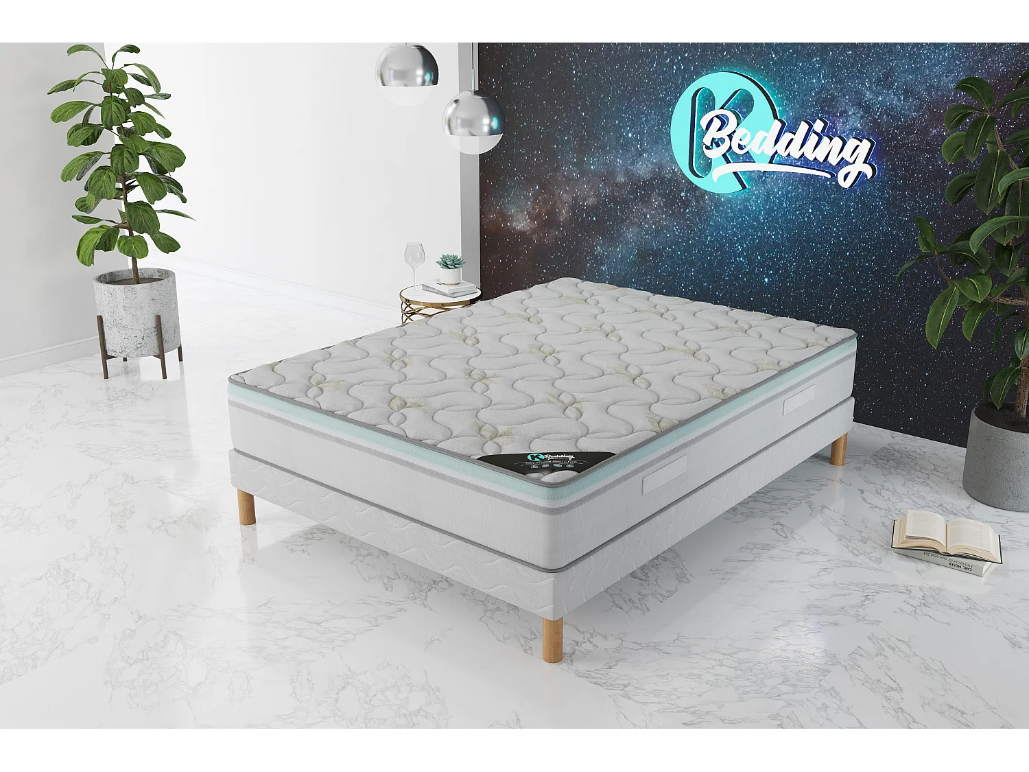 Ensemble matelas AloeVera + sommier 180x200 (2x90x200) hauteur 27cm