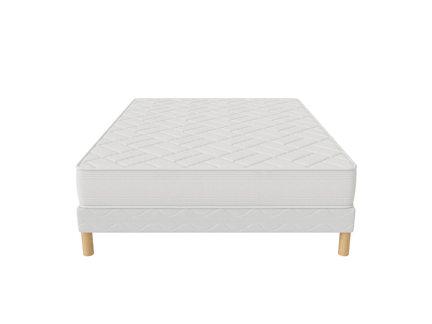 Ensemble ZEN 160x200 cm Sommier Tapissier + Matelas Mousse Haute Densité Hypoallergénique Hauteur 20 cm