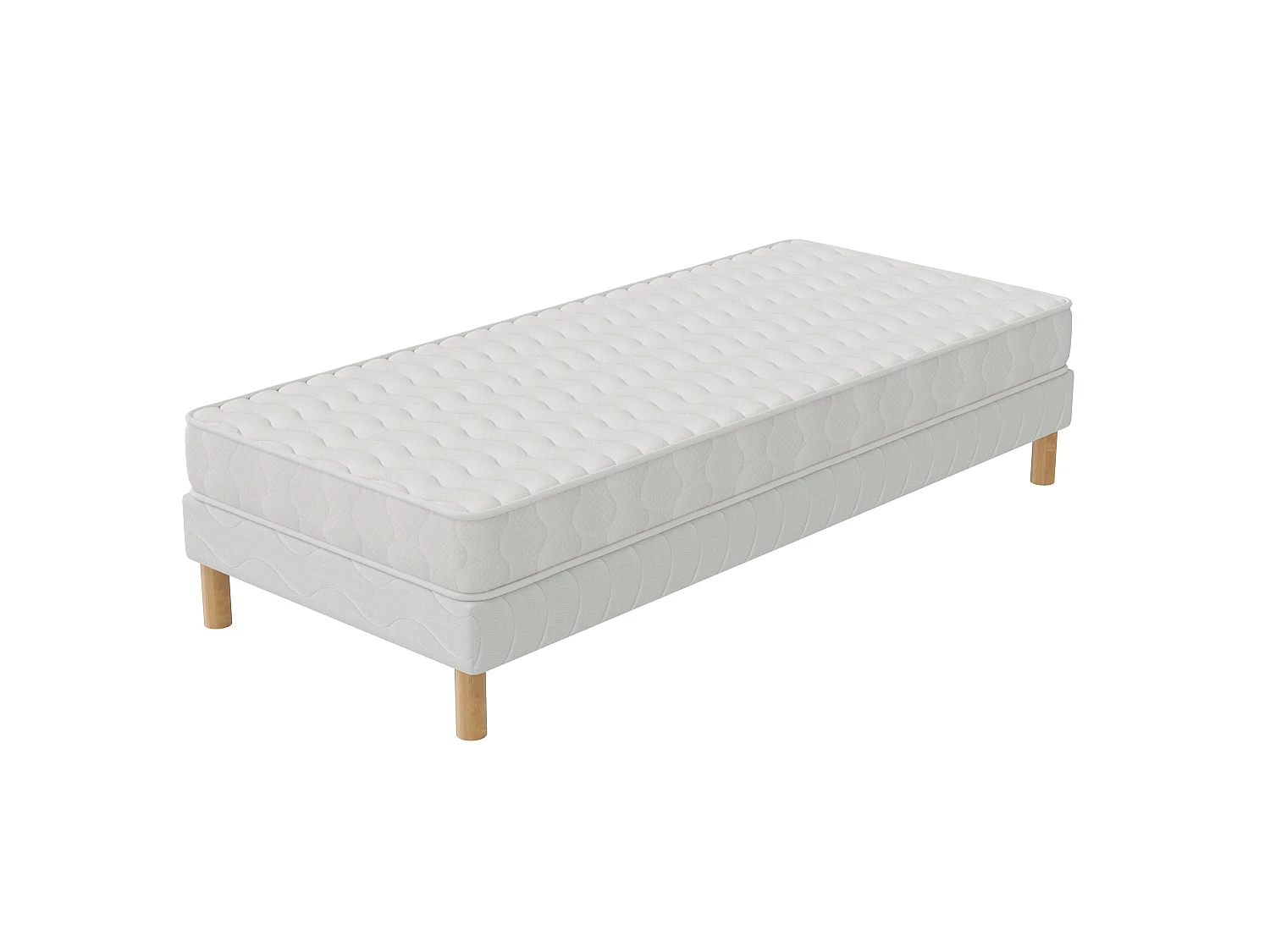 Ensemble Confort 90x200 cm Hauteur 15 cm Mousse Polyuréthane Hypoallergénique avec Sommier Tapissier Soutien équilibré