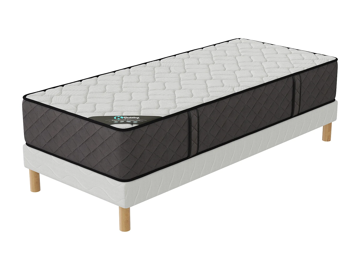 Ensemble matelas Hôtel Confort + sommier 90x190 hauteur 30cm