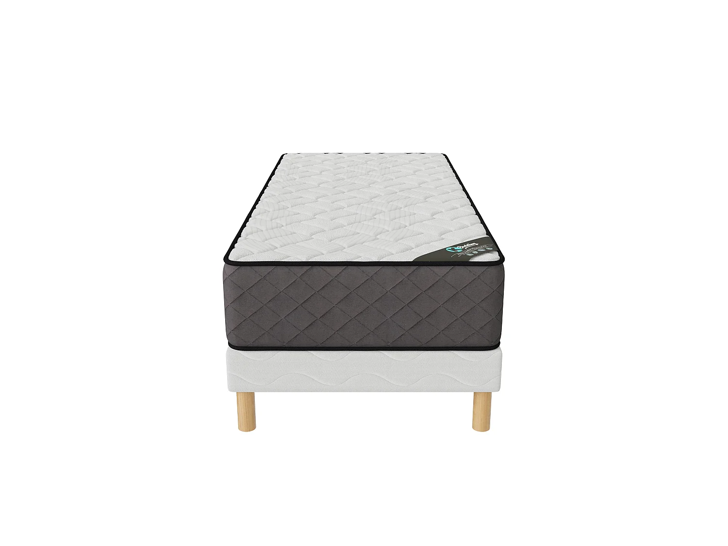 Ensemble matelas mousse Hôtel Confort + sommier 90x190 hauteur 30cm