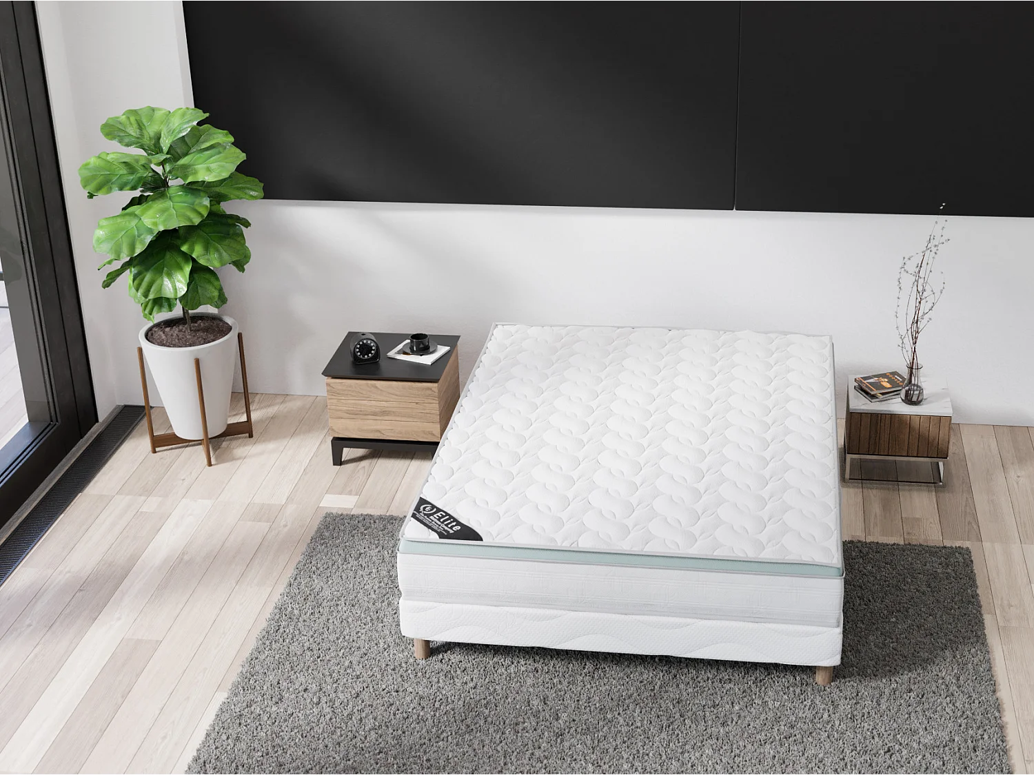 Ensemble matelas mousse AloeVera + sommier 160x200 hauteur 27cm