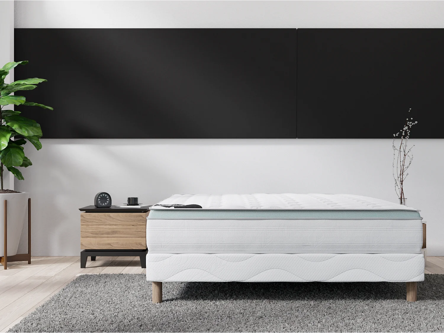 Ensemble matelas mousse AloeVera + sommier 160x200 hauteur 27cm