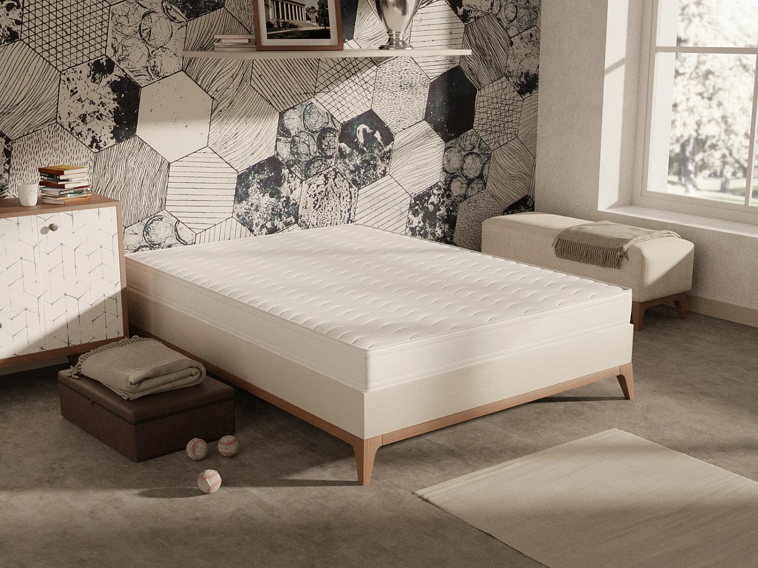 Ensemble matelas mousse Confort et sommier 140x200 hauteur 15cm