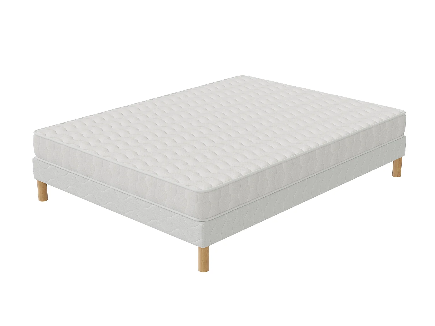 Ensemble Confort 140x200 cm Hauteur 15 cm Mousse Polyuréthane Hypoallergénique avec Sommier Tapissier Soutien équilibré