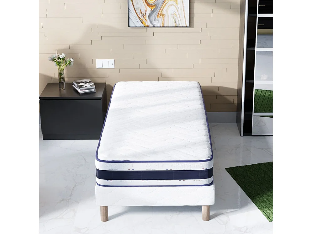 Ensemble matelas mousse Blue Memory + sommier 120x200 hauteur 22cm