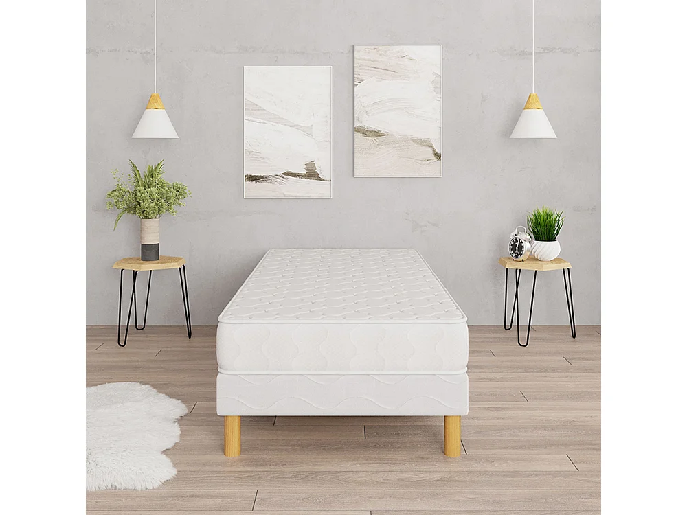Ensemble matelas mousse Confort + et sommier 90x200 hauteur 17cm