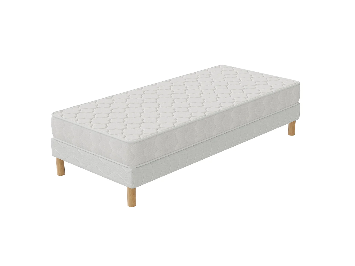 Ensemble Confort+ 90x200 cm Hauteur 17 cm Mousse Polyuréthane Hypoallergénique avec Sommier Tapissier Soutien équilibré