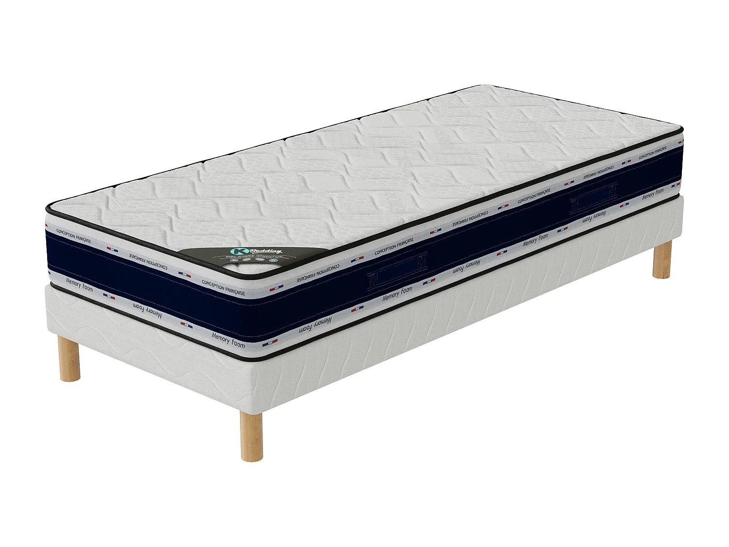 Ensemble matelas Blue Memory + sommier 90x190 hauteur 22cm