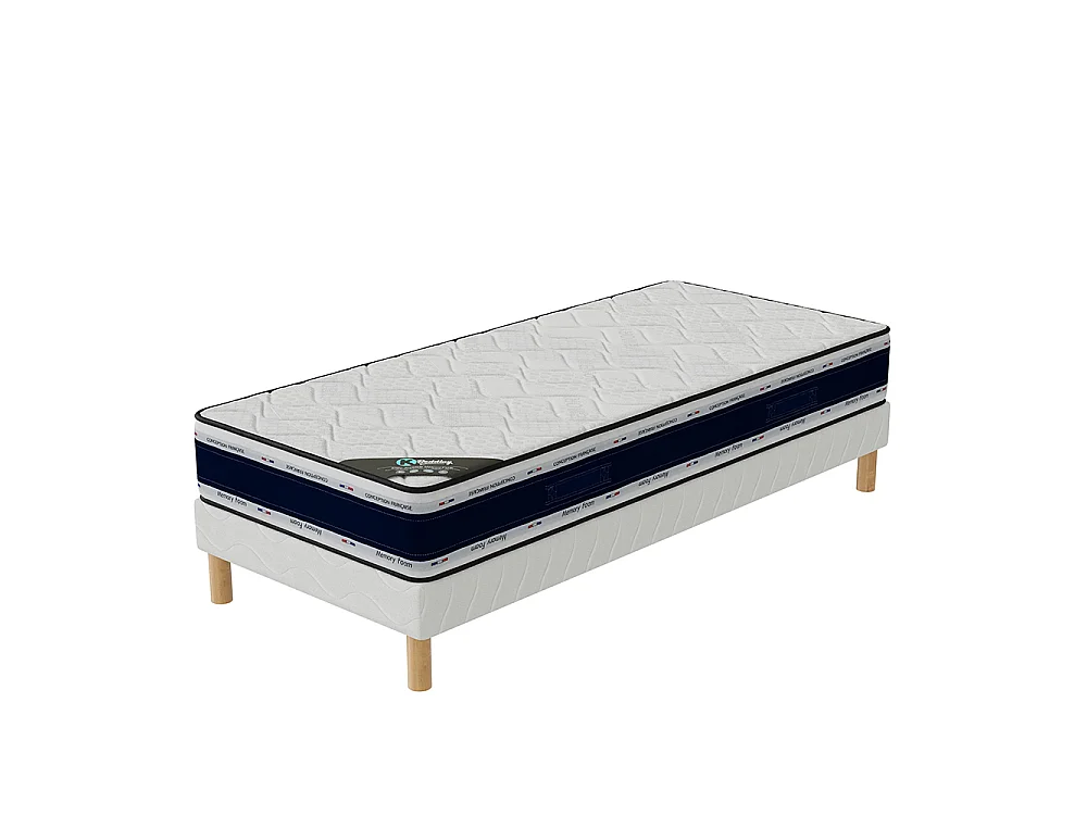 Ensemble matelas mousse Blue Memory + sommier 90x190 hauteur 22cm