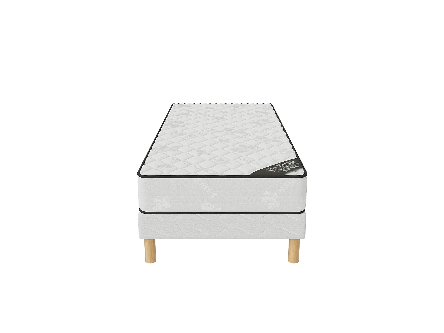 Ensemble Medicaltex 90x200 cm Hauteur 22 cm Mousse Polyuréthane avec Sommier Tapissier Pin Massif Soutien ferme