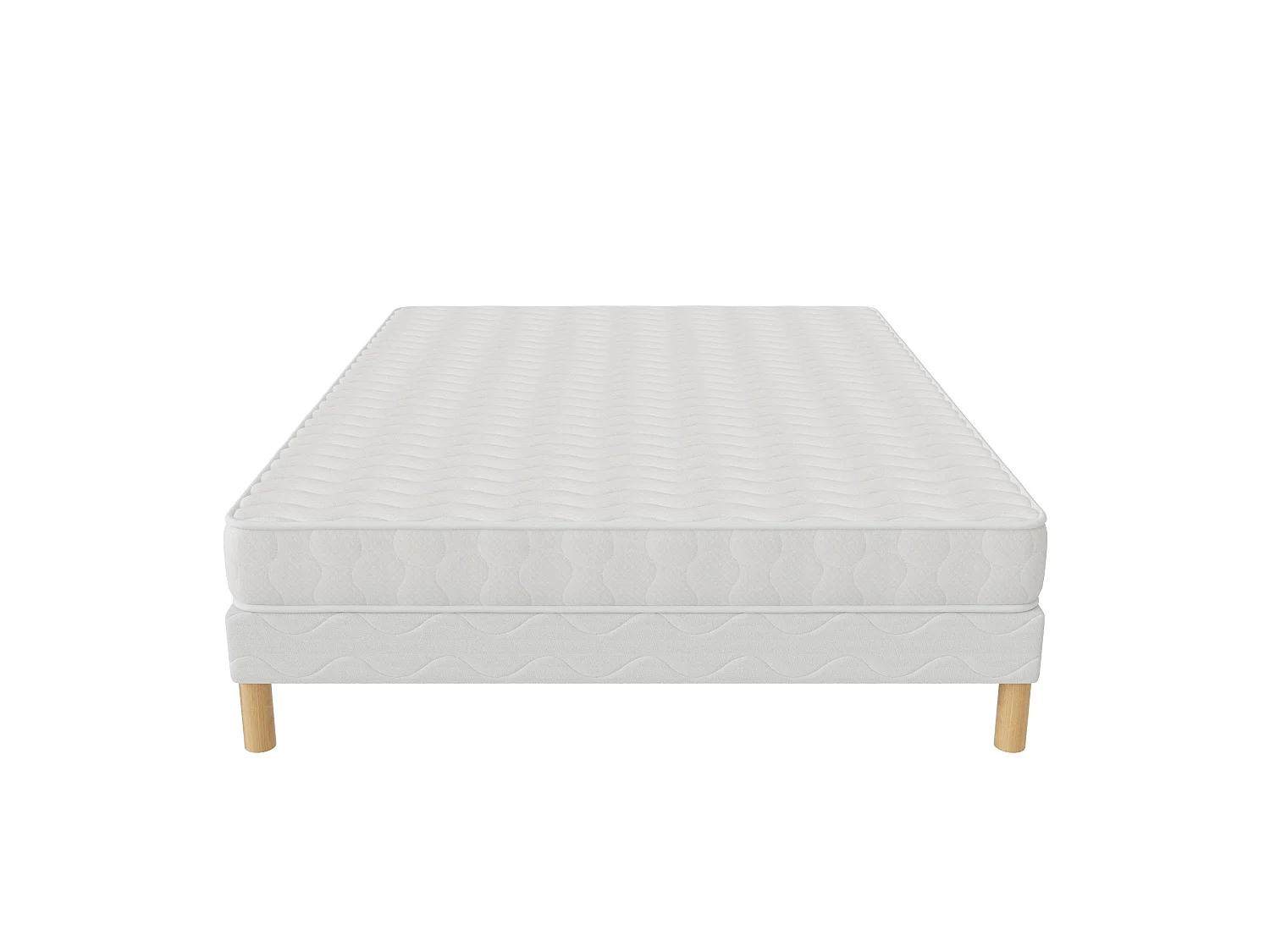 Ensemble Confort 140x190 cm Hauteur 15 cm Mousse Polyuréthane Hypoallergénique avec Sommier Tapissier Soutien équilibré