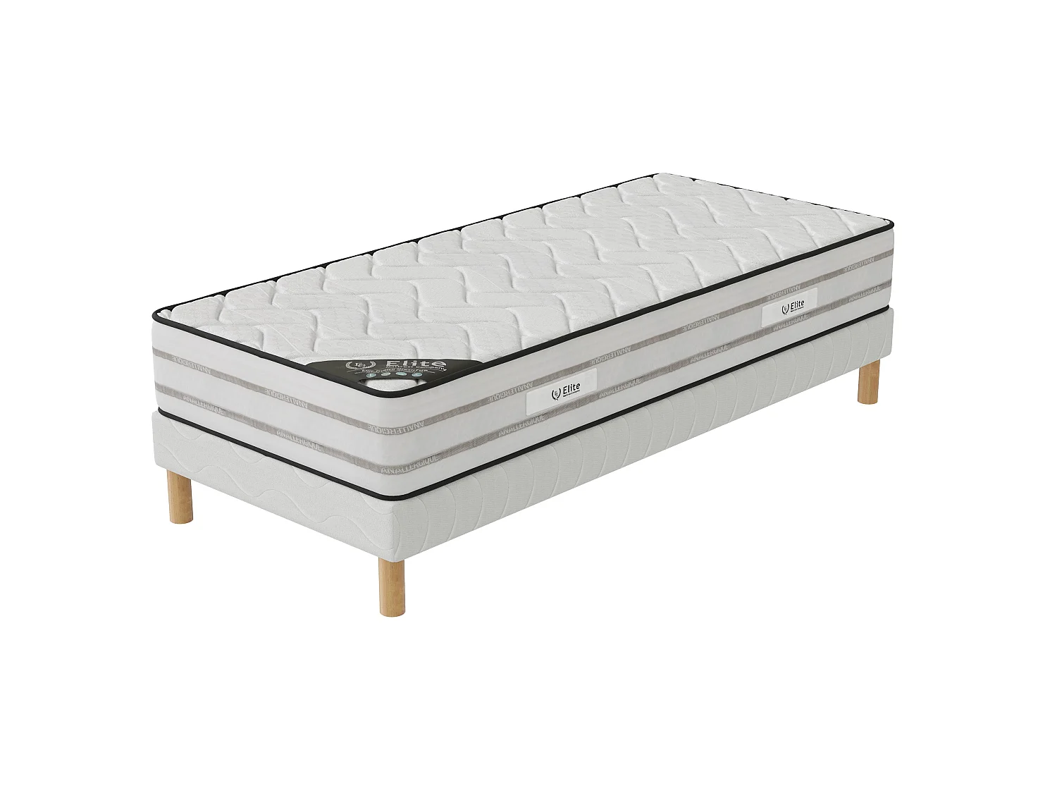 Ensemble Memory Foam 90x190 cm Hauteur 25 cm Mousse à Mémoire de Forme avec Sommier TapissierSoutien mi-ferme