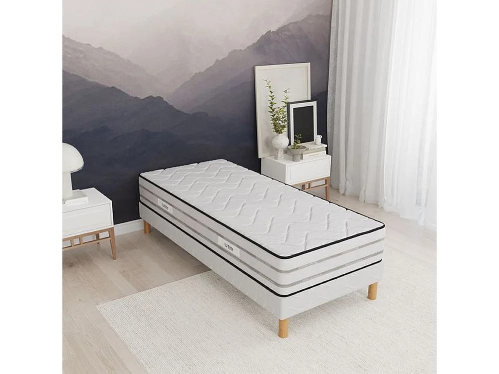 Ensemble matelas mousse MemoryFoam + sommier 90x190 hauteur 25cm