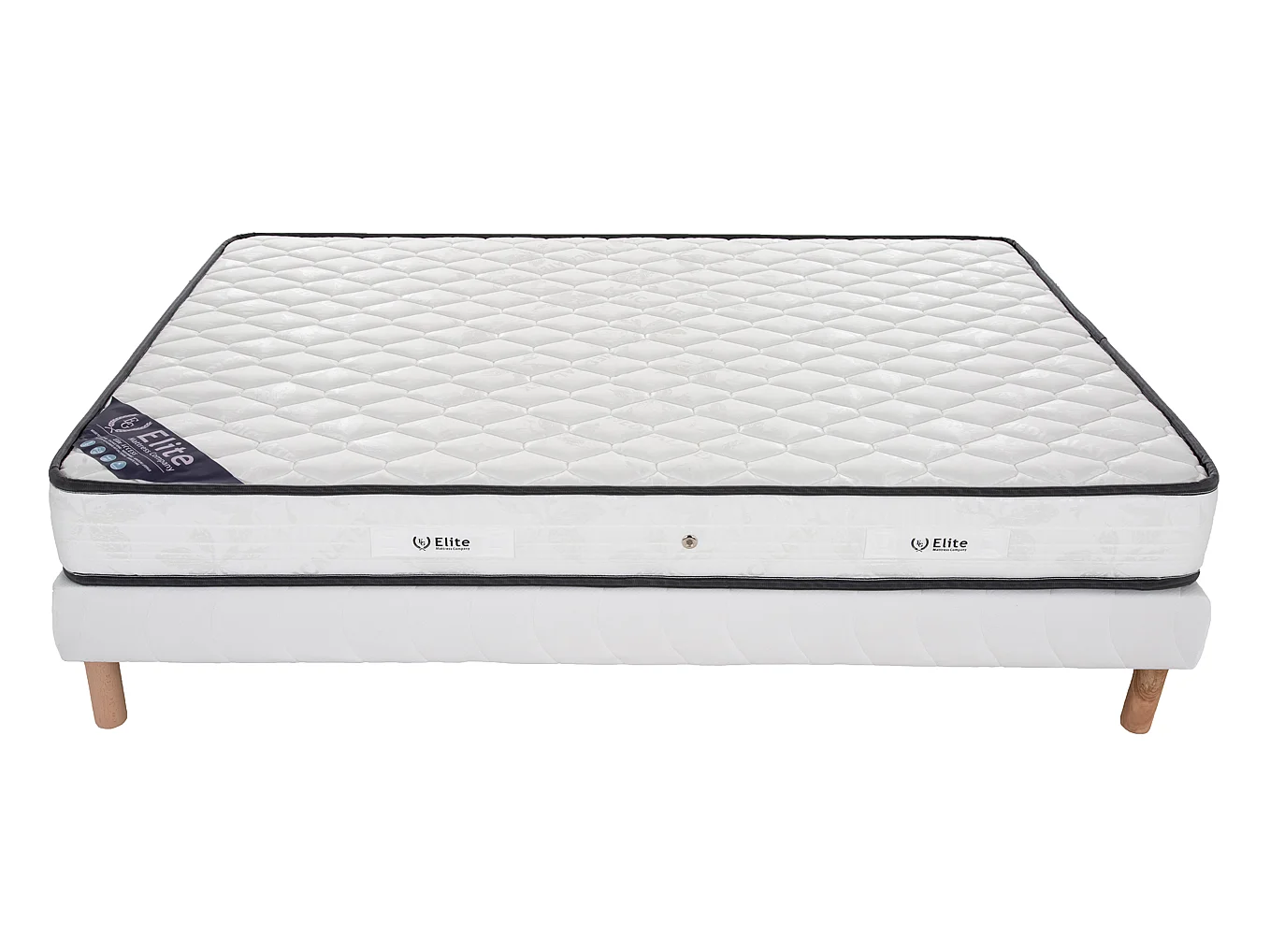 Ensemble Medicaltex 200x200 cm Hauteur 22 cm Mousse Polyuréthane avec Sommier Tapissier en 2 Blocs Soutien ferme