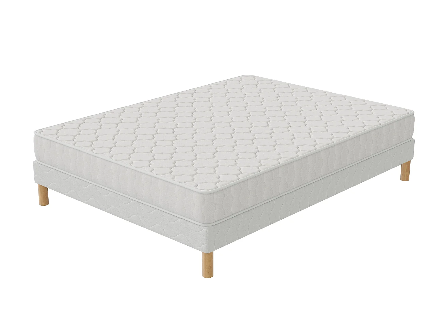 Ensemble Confort+ 160x200 cm Hauteur 17 cm Mousse Polyuréthane Hypoallergénique avec Sommier Tapissier Soutien équilibré