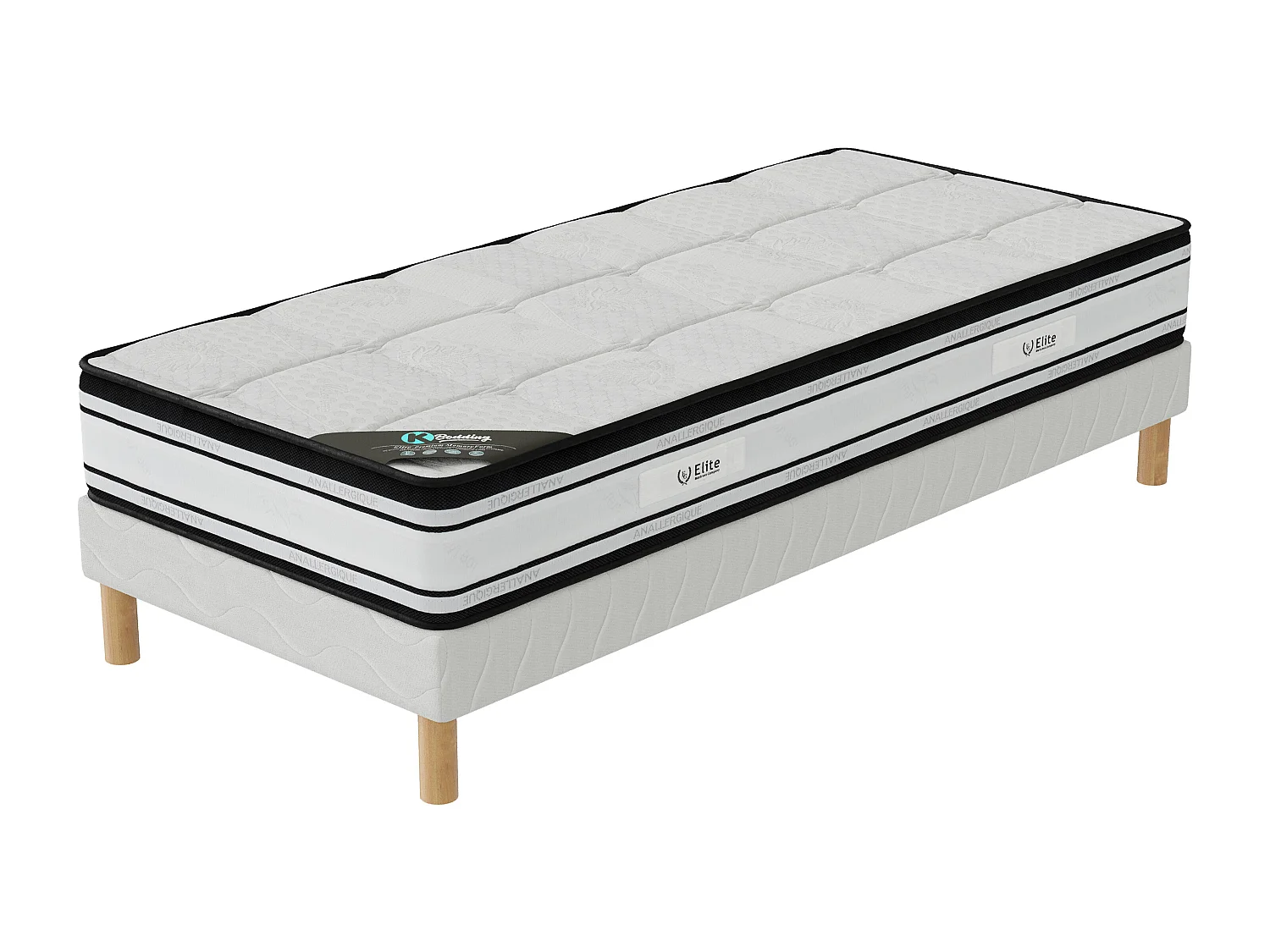 Ensemble matelas Grand confort + sommier 90x190 hauteur 22cm