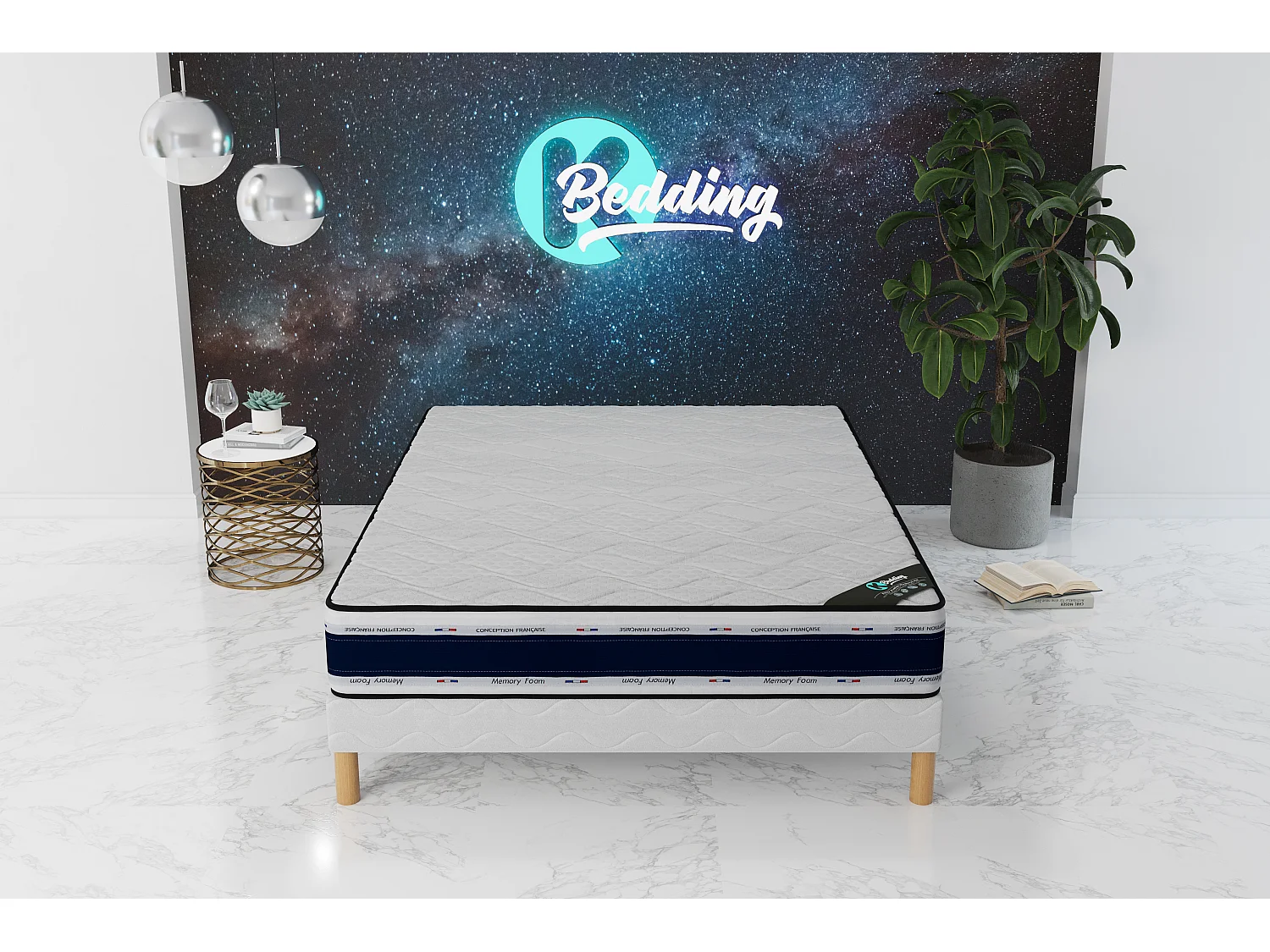 Ensemble matelas Blue Memory + sommier 120x190 hauteur 22cm