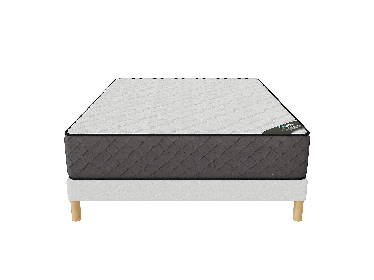 Ensemble matelas mousse Hôtel Confort + sommier 140x190 hauteur 30cm