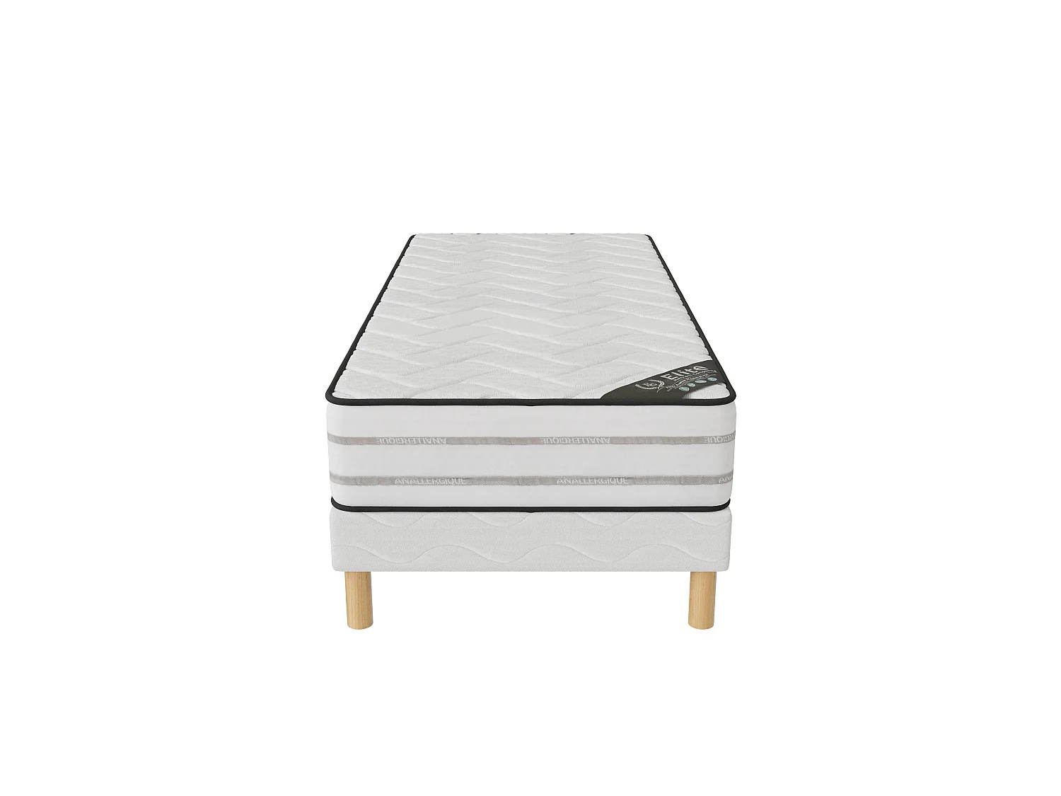 Ensemble Memory Foam 90x200 cm Hauteur 25 cm Mousse à Mémoire de Forme avec Sommier TapissierSoutien mi-ferme