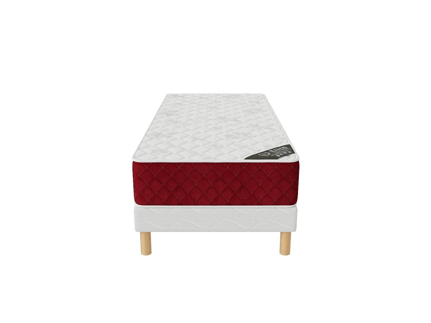 Ensemble Rosso 90x190 cm Hauteur 25 cm Mousse Polyuréthane Technologie 3D avec Sommier Tapissier Soutien ferme