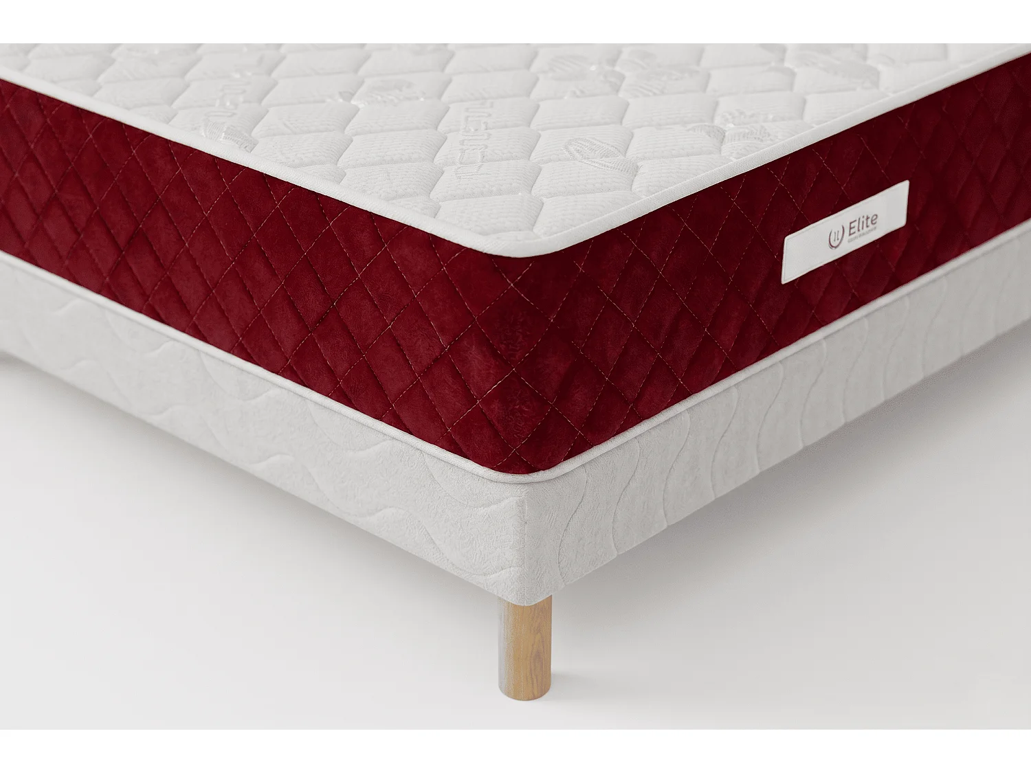 Ensemble Rosso 90x190 cm Hauteur 25 cm Mousse Polyuréthane Technologie 3D avec Sommier Tapissier Soutien ferme