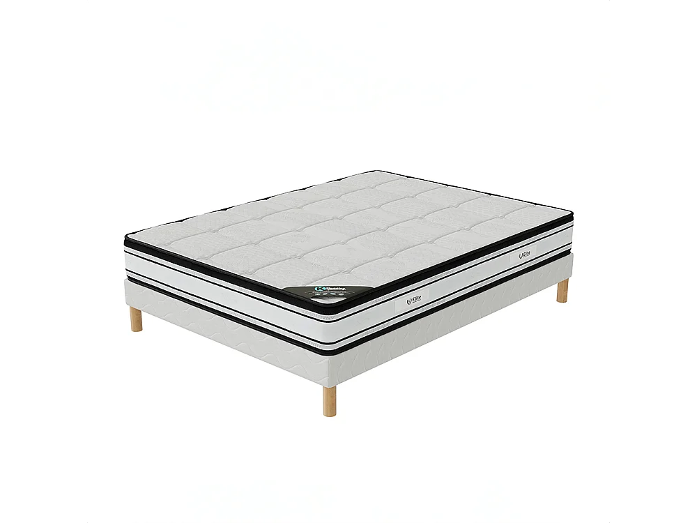 Ensemble matelas mousse Grand confort + sommier 140x190 hauteur 22cm