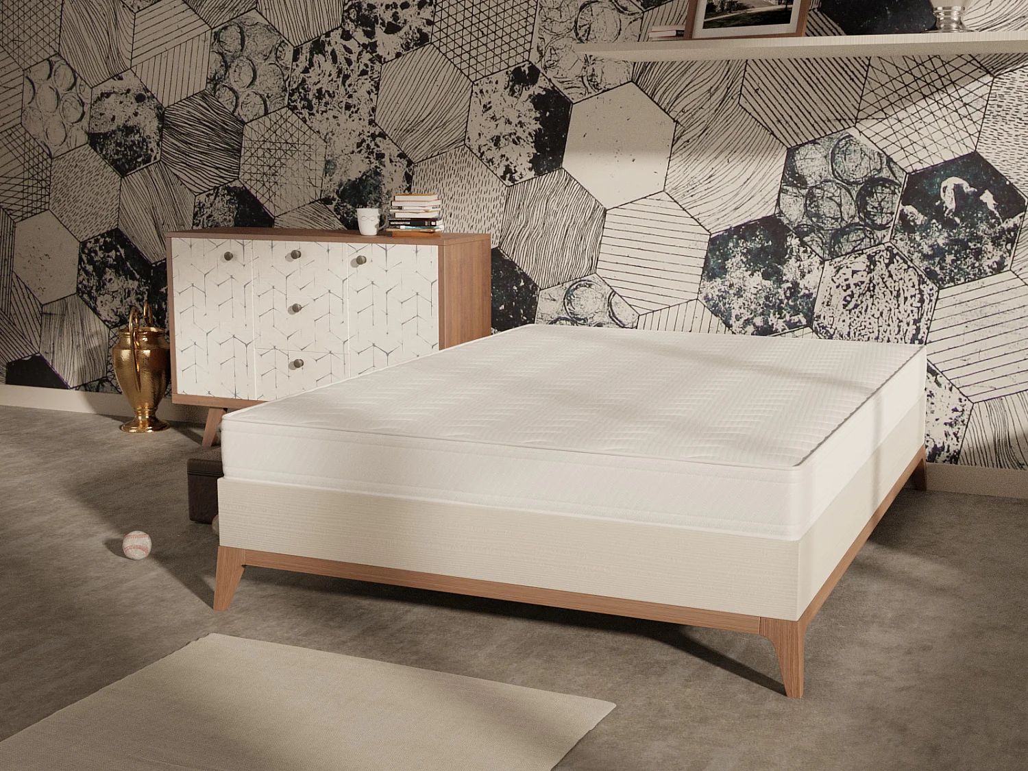 Ensemble matelas mousse Confort et  sommier 160x200 hauteur 15cm