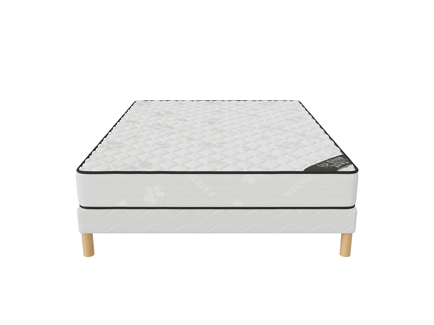 Ensemble Medicaltex 160x200 cm Hauteur 22 cm Mousse Polyuréthane avec Sommier Tapissier Pin Massif Soutien ferme