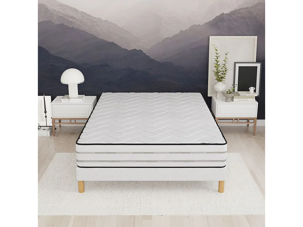 Ensemble matelas mousse MemoryFoam + sommier 140x190 hauteur 25cm