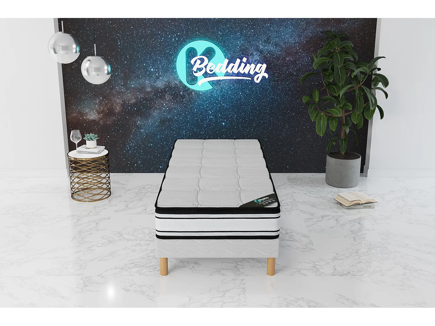 Ensemble matelas Grand confort + sommier 90x200 hauteur 22cm