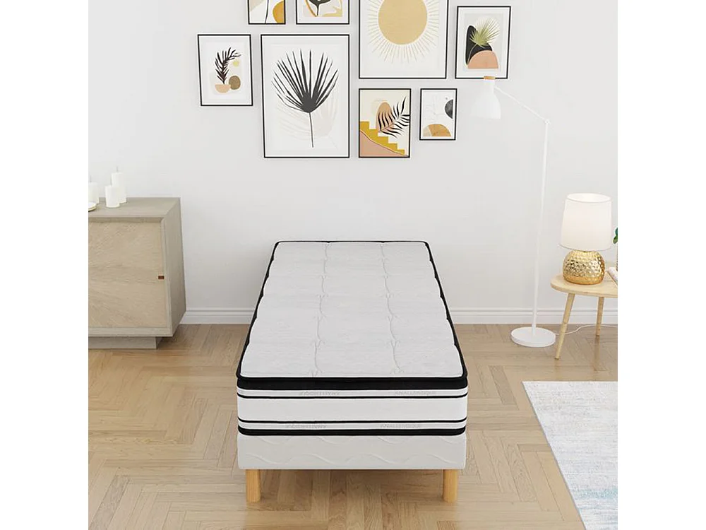 Ensemble matelas mousse Grand confort + sommier 90x200 hauteur 22cm