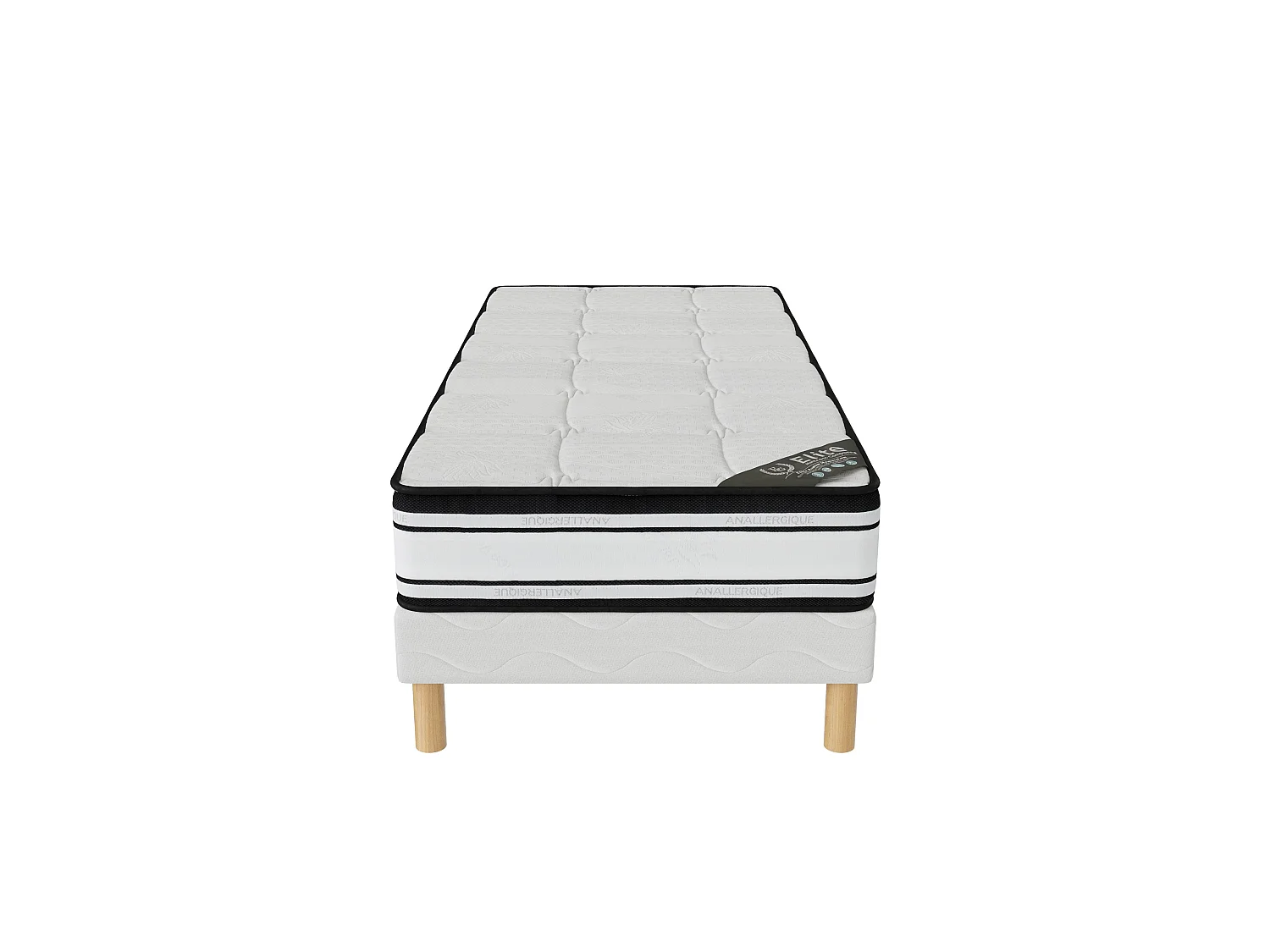 Ensemble Grand Confort 90x200 cm Hauteur 22 cm Mousse Polyuréthane Technologie 3D avec Sommier Tapissier Soutien mi-ferme