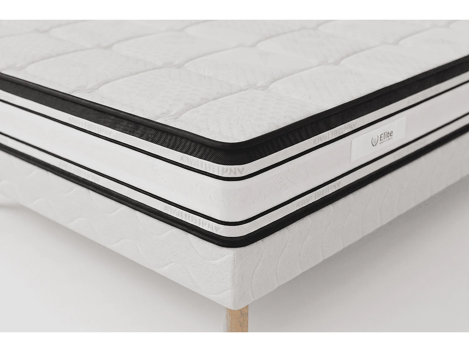 Ensemble Grand Confort 90x200 cm Hauteur 22 cm Mousse Polyuréthane Technologie 3D avec Sommier Tapissier Soutien mi-ferme