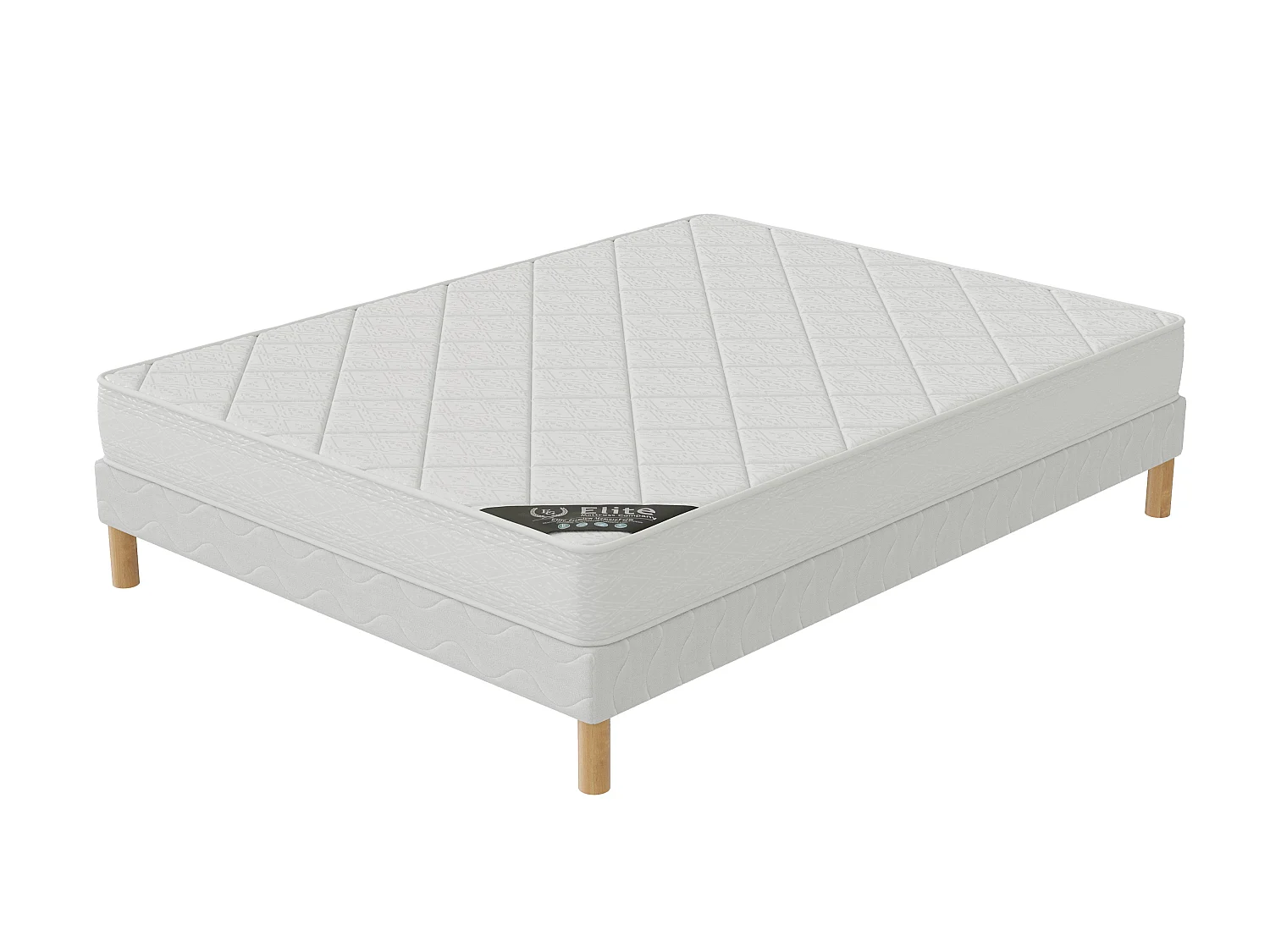 Ensemble Senso 180x200 cm Hauteur 17 cm Mousse Polyuréthane avec Sommier Tapissier 2 Blocs Soutien Ferme