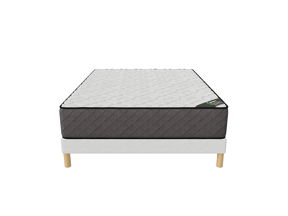 Ensemble matelas mousse Hôtel Confort + sommier 140x200 hauteur 30cm