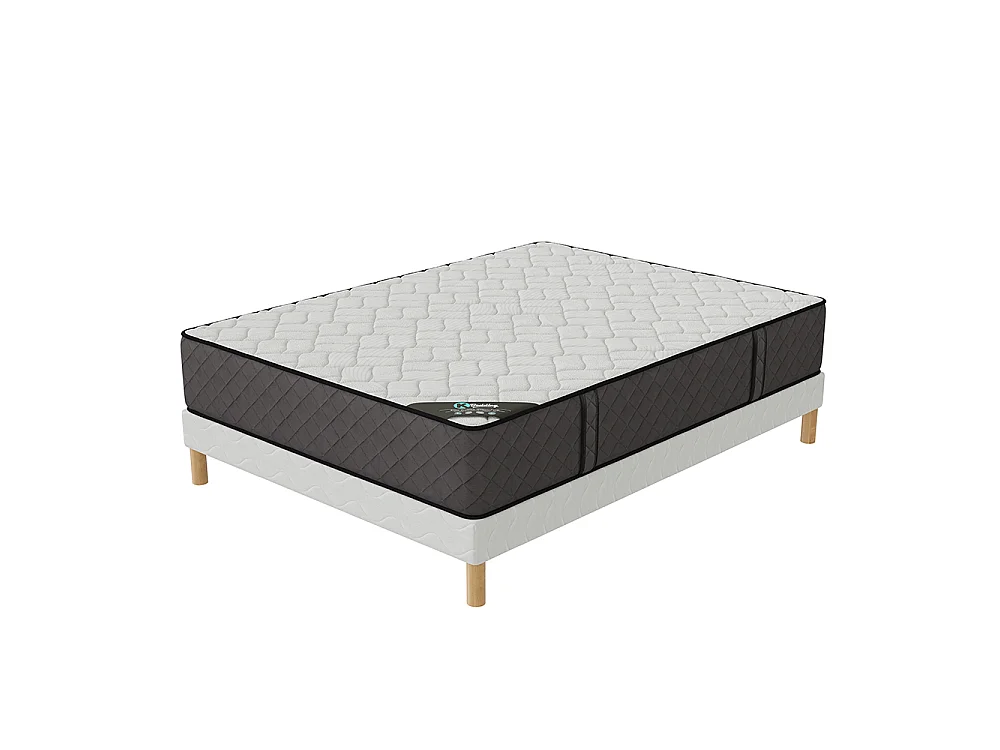 Ensemble matelas mousse Hôtel Confort + sommier 140x200 hauteur 30cm