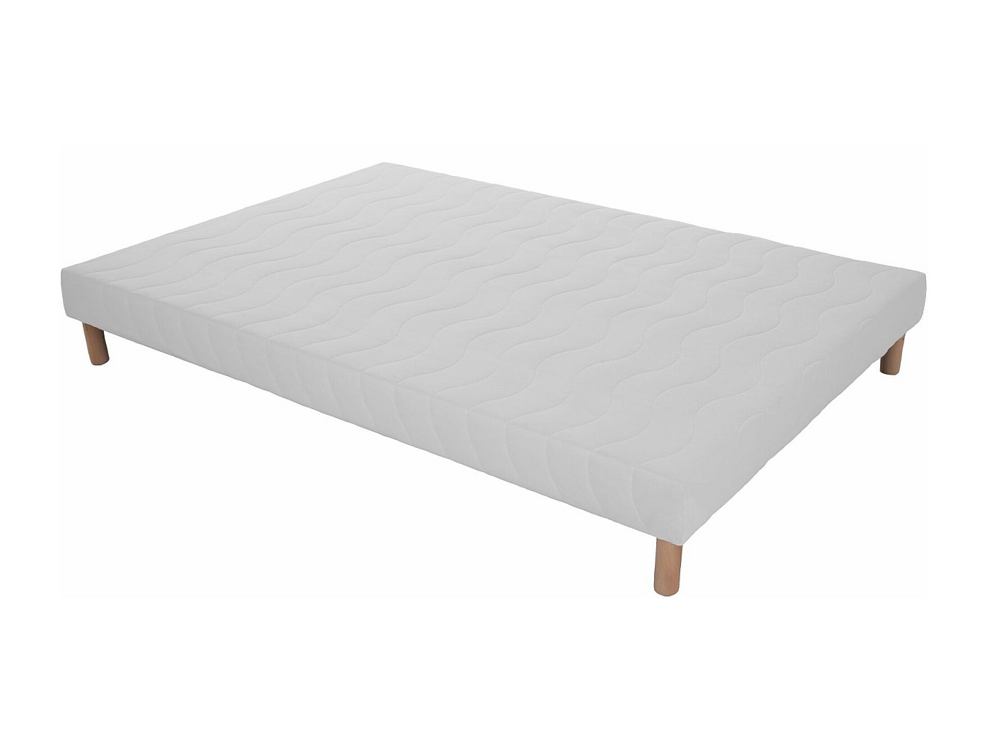 Sommier Lit Simple Pieds Inclus Sommier Tapissier Wyatt Blanc 110x190cm - Fabrication Française