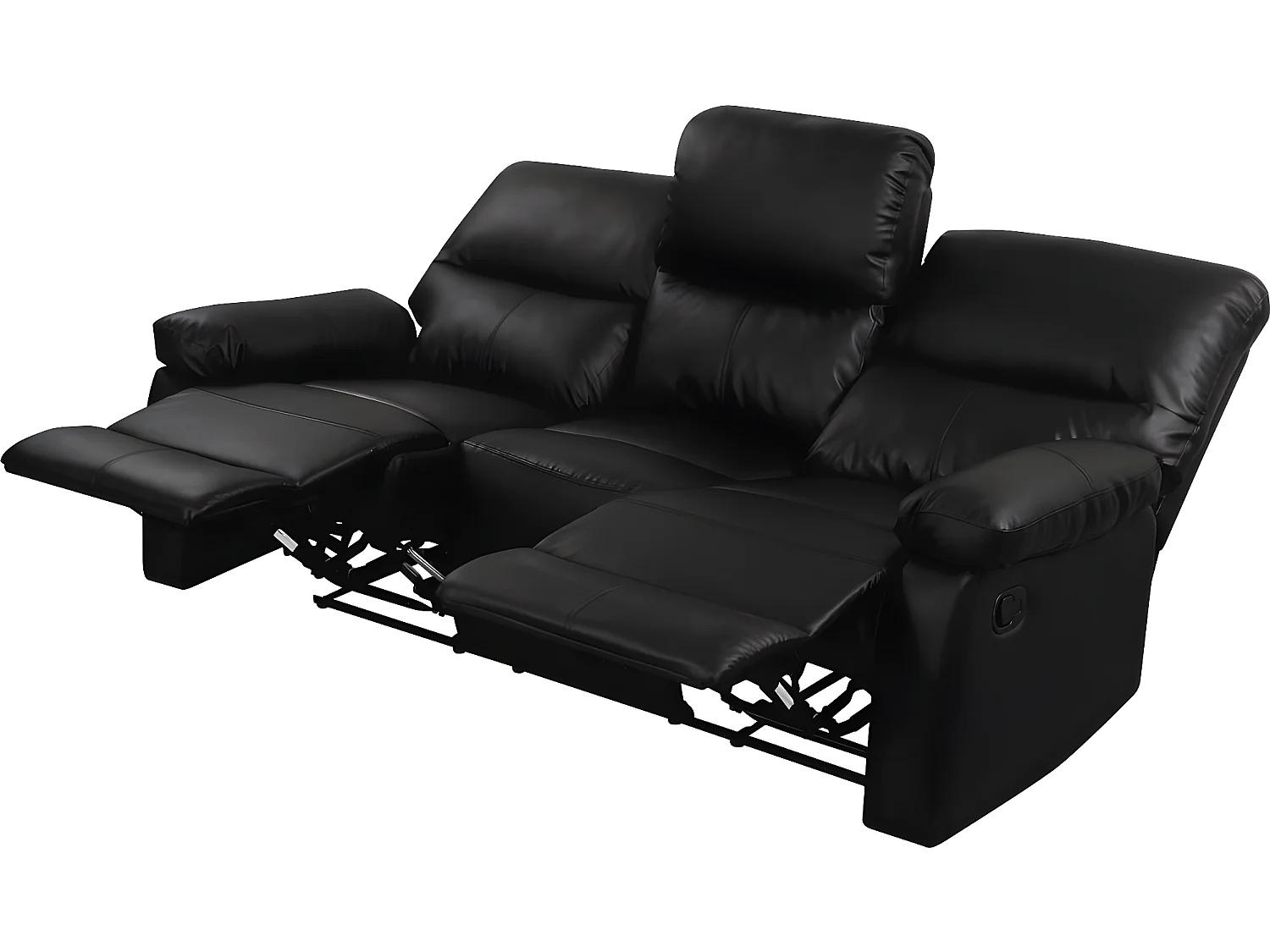 Relaxfauteuil relaxstoel verstelbaar bank "Lincoln" - 197 x 89 x 103 cm - 3 zits - Zwart