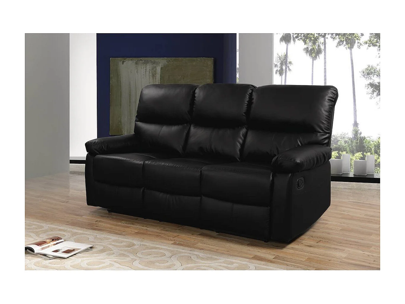 Canapé relax "Lincoln" - 197 x 89 x 103 cm - 3 places - Noir