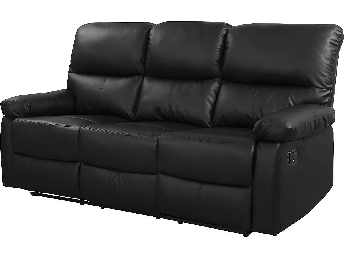 Canapé relax "Lincoln" - 197 x 89 x 103 cm - 3 places - Noir