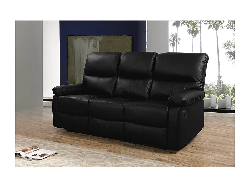 Canapé relax "Lincoln" - 197 x 89 x 103 cm - 3 places - Noir