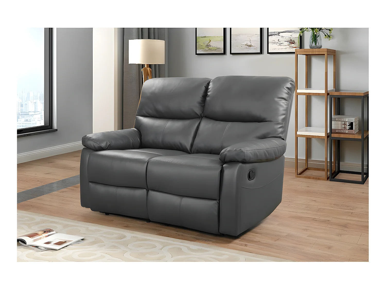 Canapé relax "Lincoln" - 147 x 89 x 103 cm - 2 places - Gris